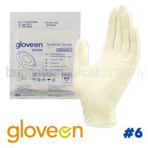 GloveOn Victor Surgical Gloves WHITE Sterile PAIR Size 6 Powder Free, Polyisoprene (Non-Latex)