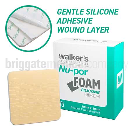 Walker's Nu-Por Foam SILICONE (Adhesive) 10cm x 10cm Box 10
