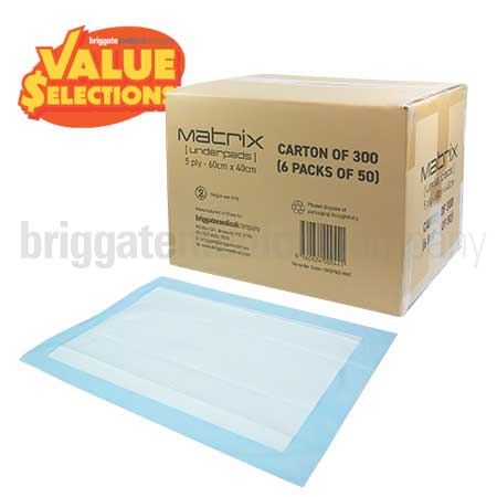 Matrix  Underpads (60cm x 40cm) 5 Ply CARTON OF 300