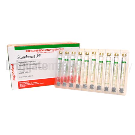 Scandonest Mepivacaine 3% 2.2ml Cartridges Box 50