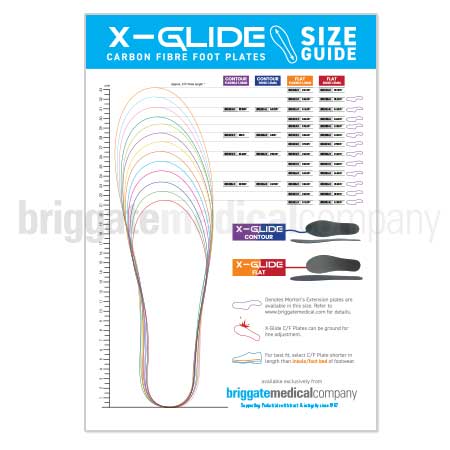 X-Glide Carbon Fibre Foot Plate - Sizing Chart A3