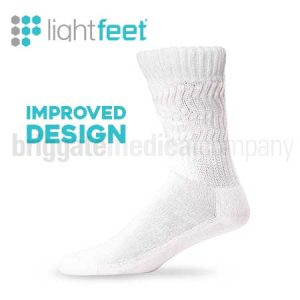 Lightfeet Diabetic Socks Crew White MEDIUM (W:9.5-11.5 M:8.5-10.5) Pair