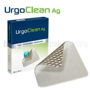 UrgoClean Ag (Silver) Poly Absorbent Dressing Pad 10cm x 10cm Box 10