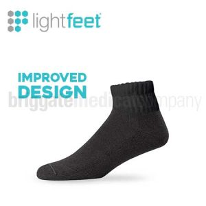 Lightfeet Diabetic Socks Mini Crew Black LARGE (W:12+ M:11-14) Pair