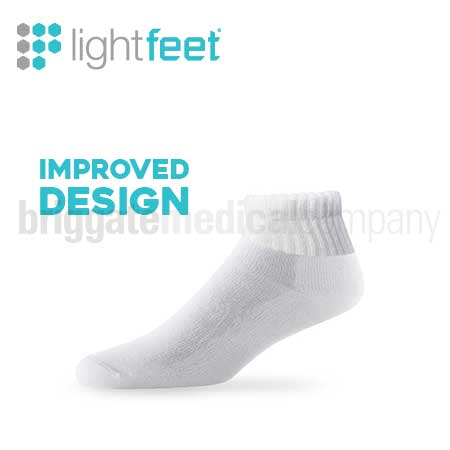 Lightfeet Diabetic Socks Mini Crew White MEDIUM (W:9.5-11.5 M:8.5-10.5) Pair