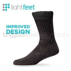 Lightfeet Diabetic Socks Crew Black MEDIUM (W:9.5-11.5 M:8.5-10.5) Pair