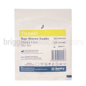 ThreadX Sterile Non-Woven Gauze Swabs 7.5cm x 7.5cm Pkt 50 (3 pieces per pkt)