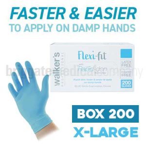 Walker's Flexi-Fit Rapid-don Nitrile Gloves X-LARGE Box 200