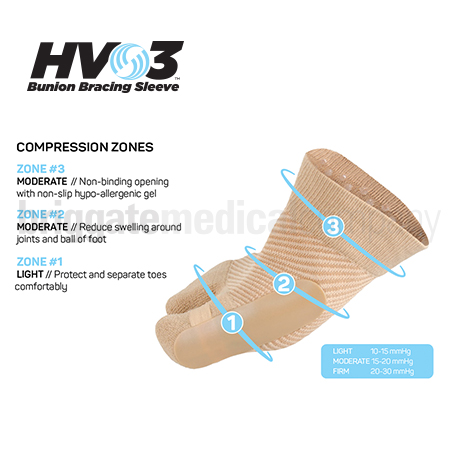 OS1st HV3 Bunion Bracing Sleeve Tan Small/Medium Each (US M:3-7 W:4-8) - Image 2