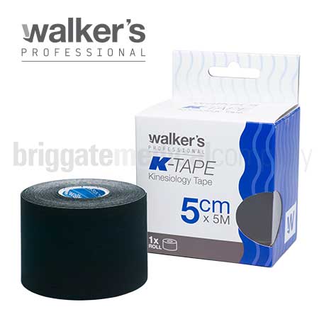 Walker's K-Tape Black 5cm x 5M Roll