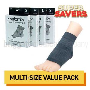 Matrix Compression Foot Sleeve INTRODUCTION PACK 4 Pairs (S/M/L/XL) Charcoal