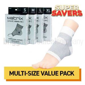 Matrix Compression Foot Sleeve INTRODUCTION PACK 4 Pairs (S/M/L/XL) White