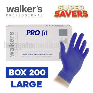 Walker's Pro-Fit Nitrile Gloves LARGE Box 200