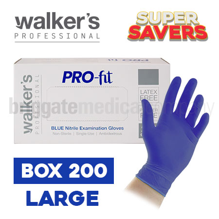 Walker's Pro-Fit Nitrile Gloves LARGE Box 200