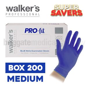 Walker's Pro-Fit Nitrile Gloves MEDIUM Box 200