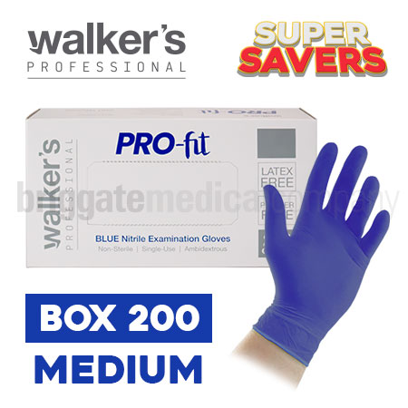 Walker's Pro-Fit Nitrile Gloves MEDIUM Box 200