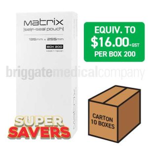 Matrix Self-Seal Pouches 135mm x 255mm CARTON OF 10 BOXES OF 200 POUCHES