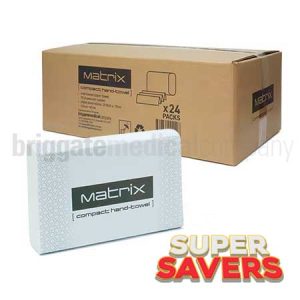 Matrix Interleaved Compact Hand-Towel CARTON OF 24 Packs of 90 (29.5cm x 19cm)