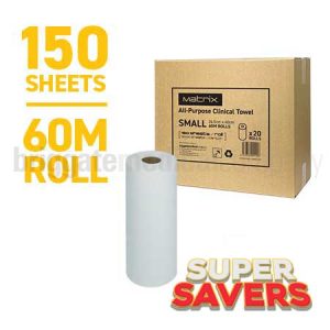Matrix All-Purpose Clinical Towel SMALL CARTON OF 20 ROLLS (150 SHEETS PER 60M ROLL)